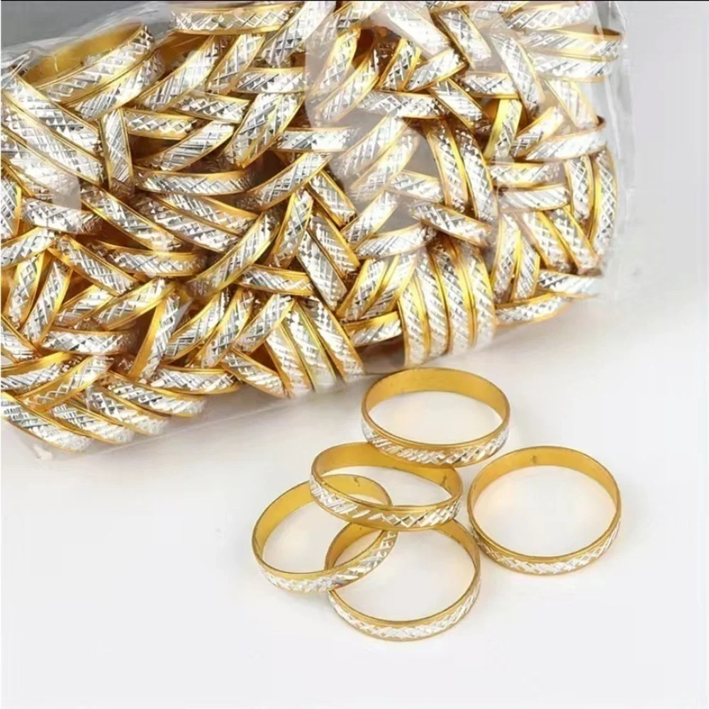 NEW Fine Fashion Unisex Lightweight Aluminum 100 Piece Ring Lot (Gold & Silver)